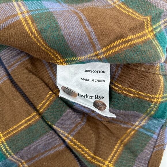NWT Hawker Rye Brown Blue Green Plaid Long Sleeve Button-Up Shirt XL - Picture 6 of 6